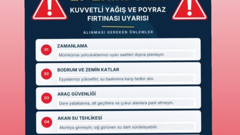 İLÇEMİZ İÇİN OLUMSUZ HAVA ŞARTLARI UYARISI