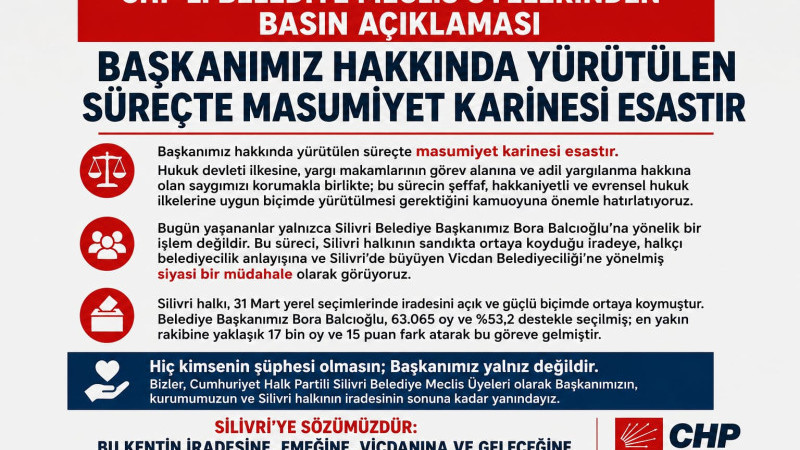 CHP’li Meclis Üyelerinden Balcıoğlu Açıklaması: “Masumiyet Karinesi Esastır”